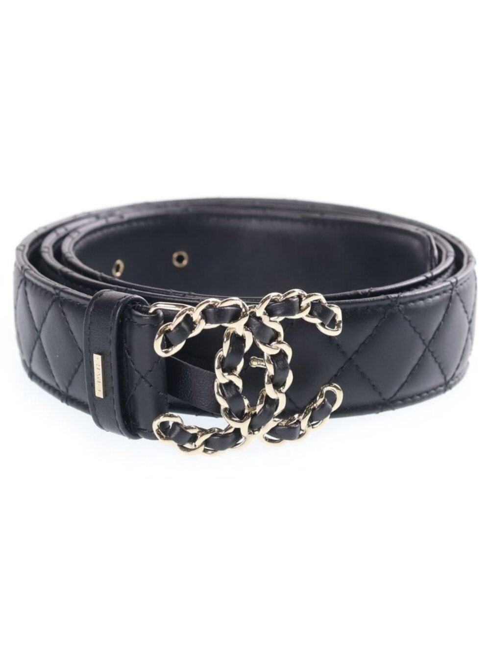 Chanel CC Logo Leather Belt Black